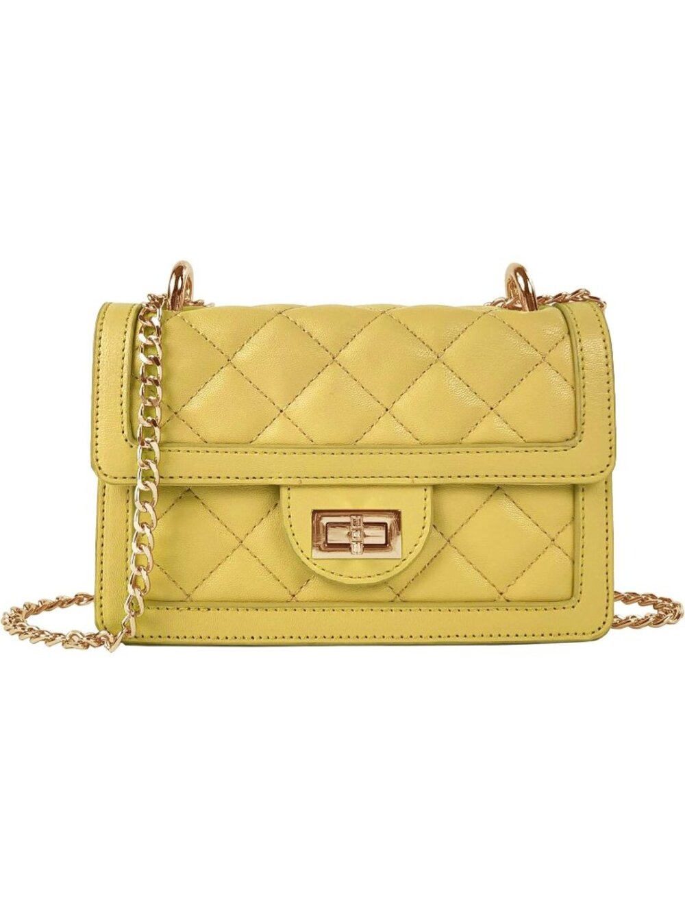 👜Women's Yellow Quilted Crossbody Bag Mini Shoulder Chain Phone Wallet Purse